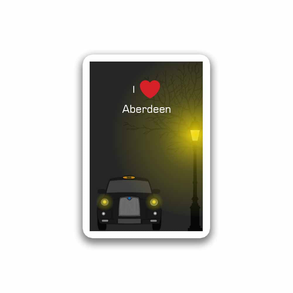 Aberdeen Love Taxi Black Sticker