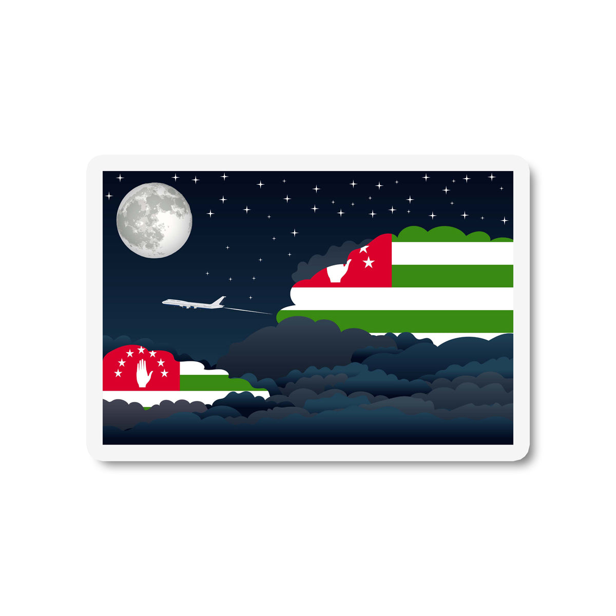 Abkhazia Flags Night Clouds Sticker