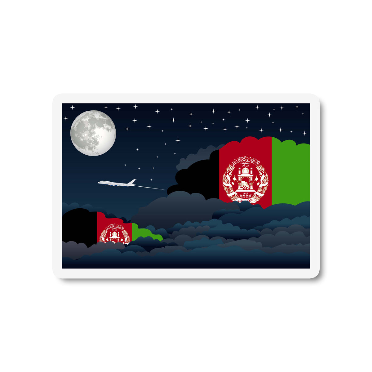 Afghanistan Flags Night Clouds Sticker