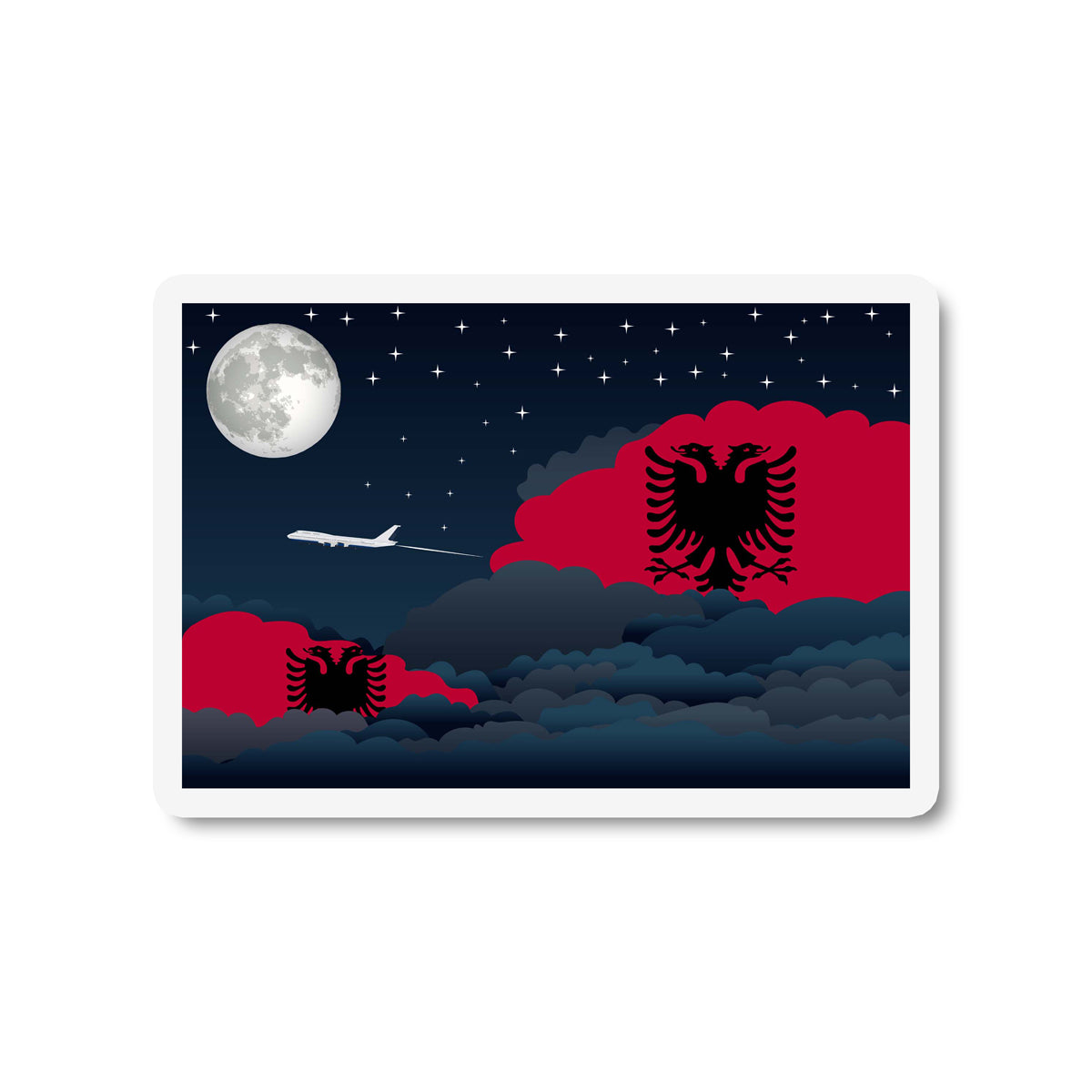 Albania Flags Night Clouds Sticker
