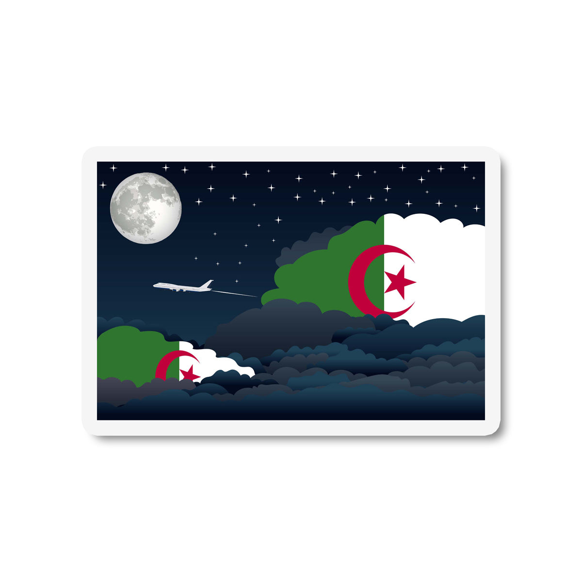 Algeria Flags Night Clouds Sticker