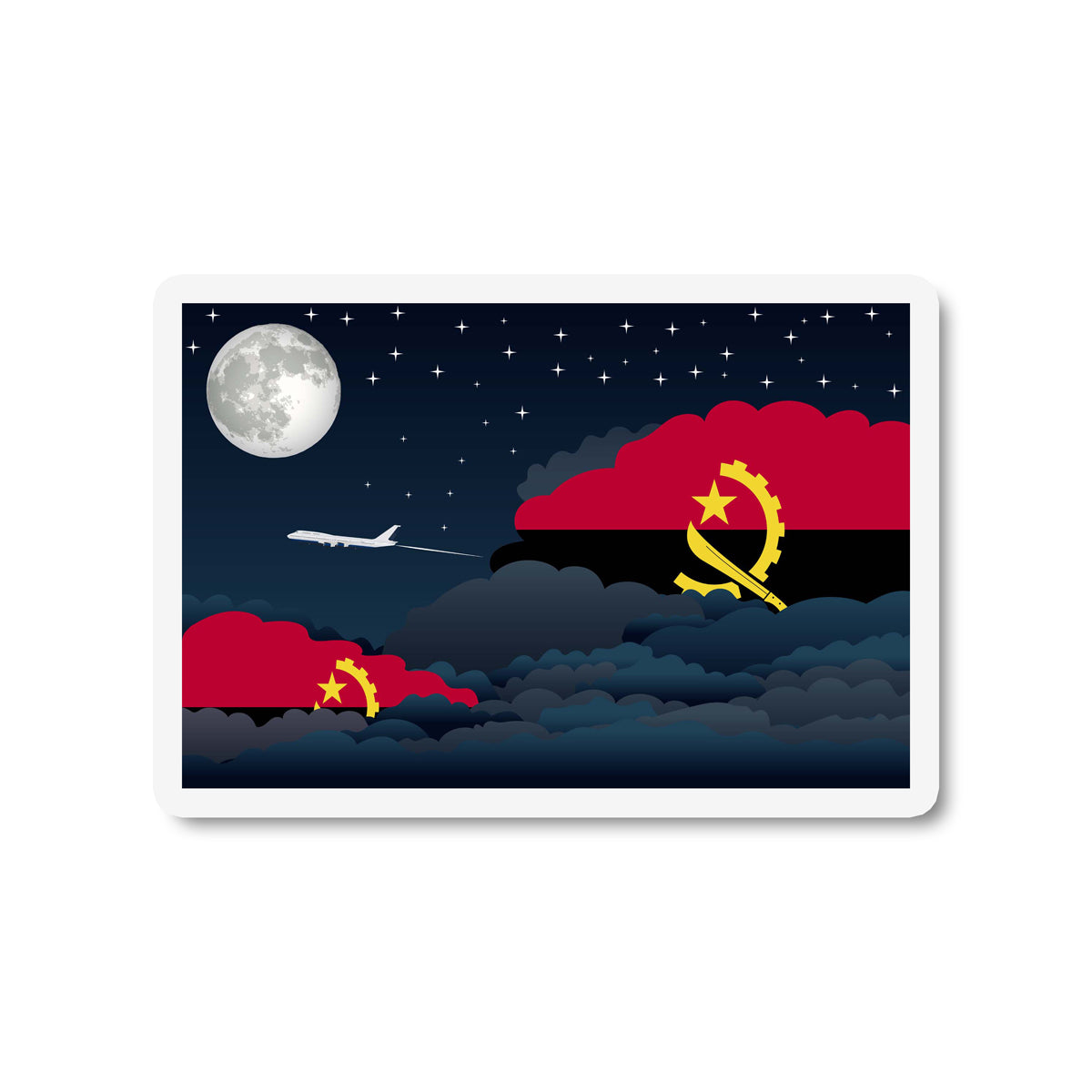 Angola Flags Night Clouds Sticker