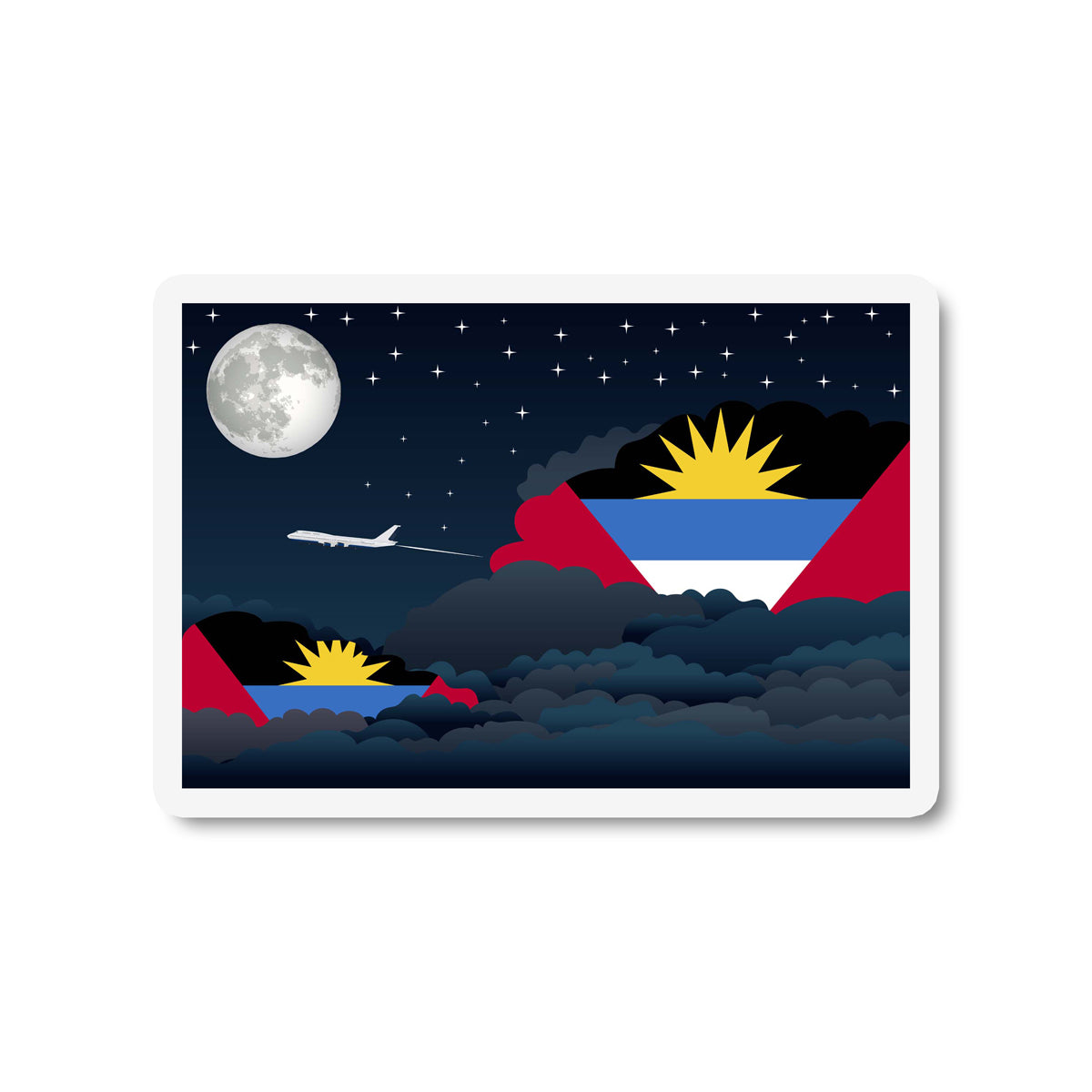 Antigua and Barbuda Flags Night Clouds Sticker