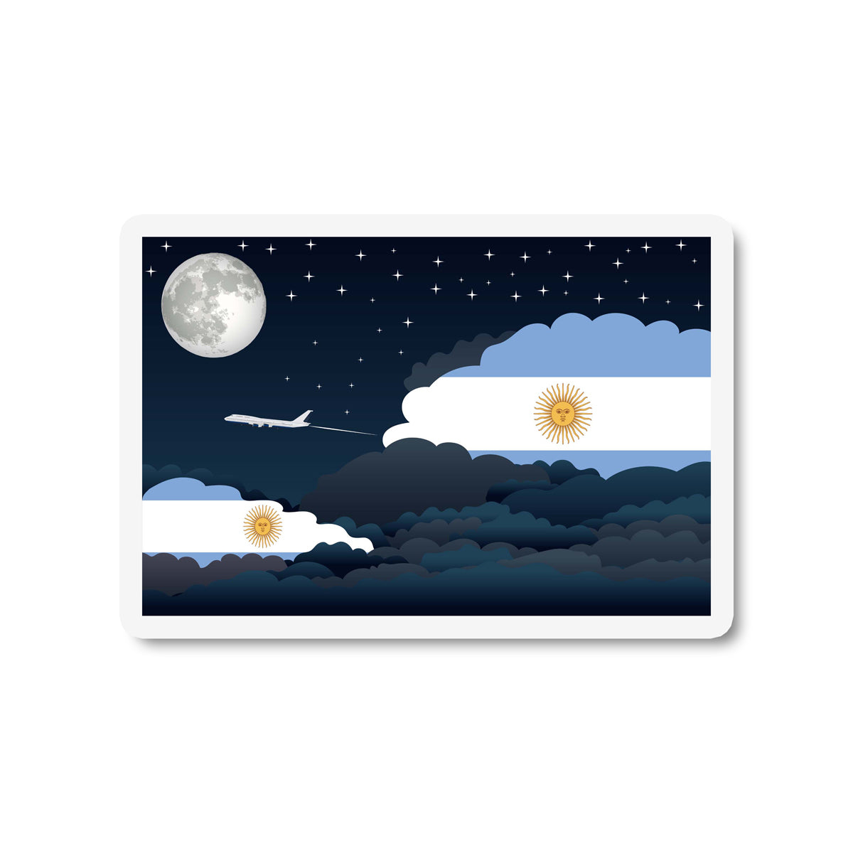 Argentina Flags Night Clouds Sticker