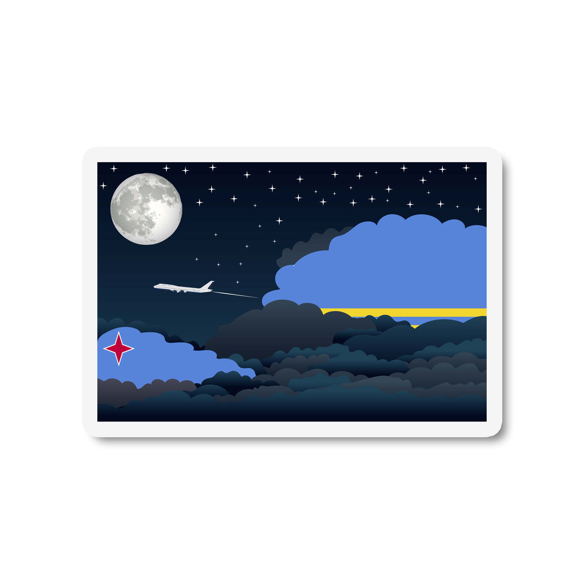 Aruba Flags Night Clouds Sticker