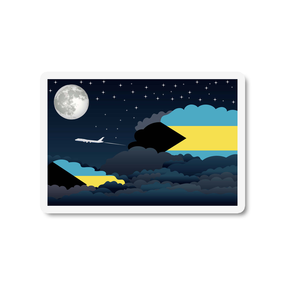 Bahamas Flags Night Clouds Sticker