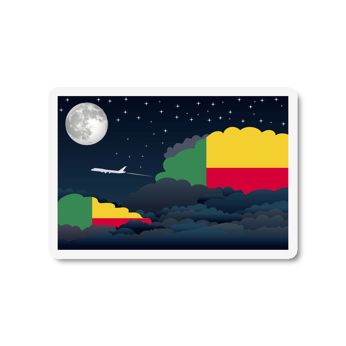 Benin Flags Night Clouds Sticker
