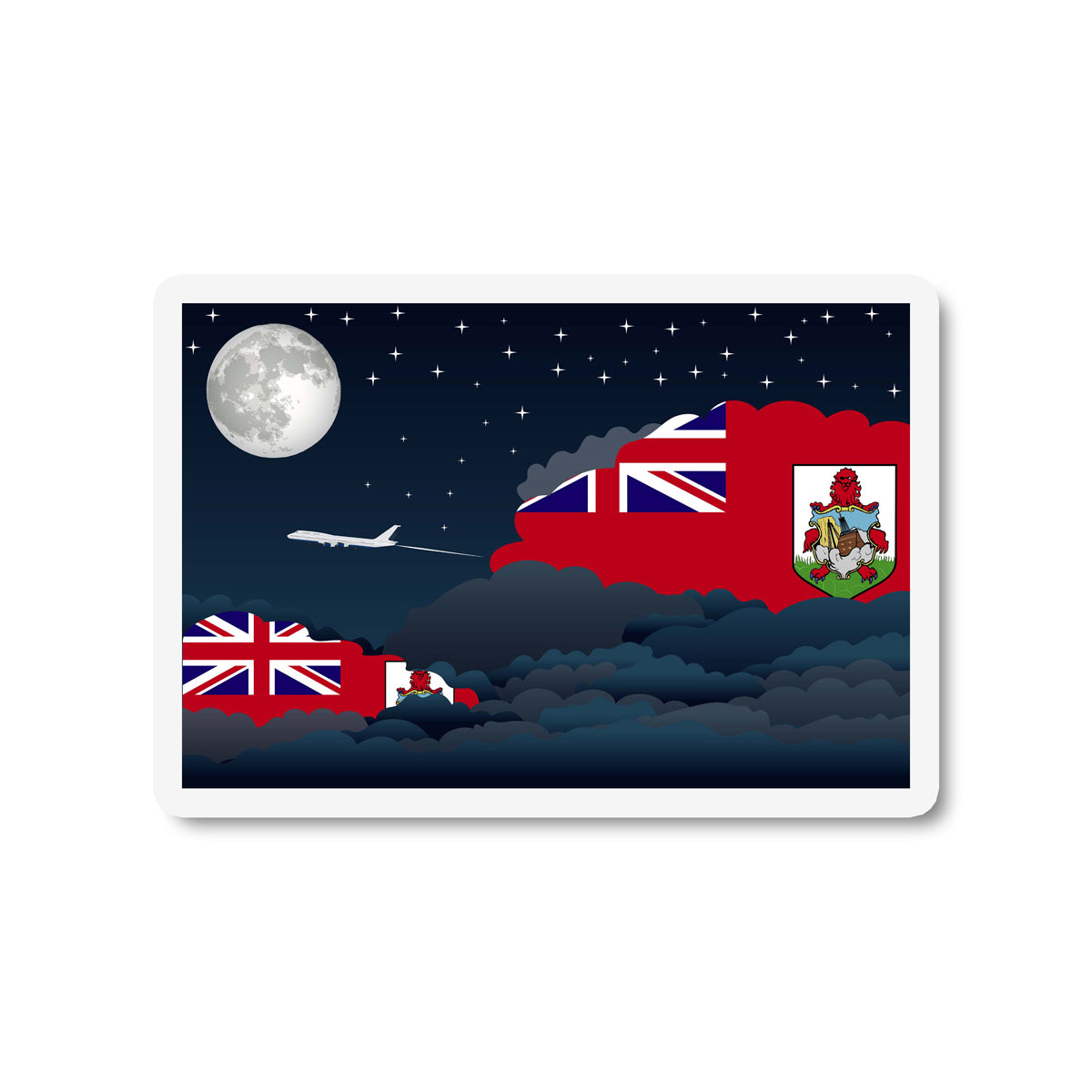 Bermuda Flags Night Clouds Sticker