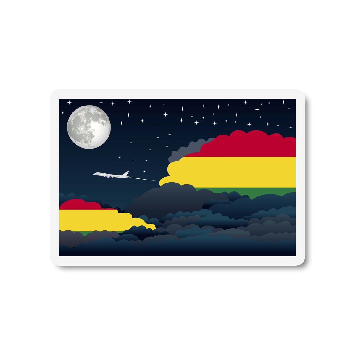 Bolivia Flags Night Clouds Sticker