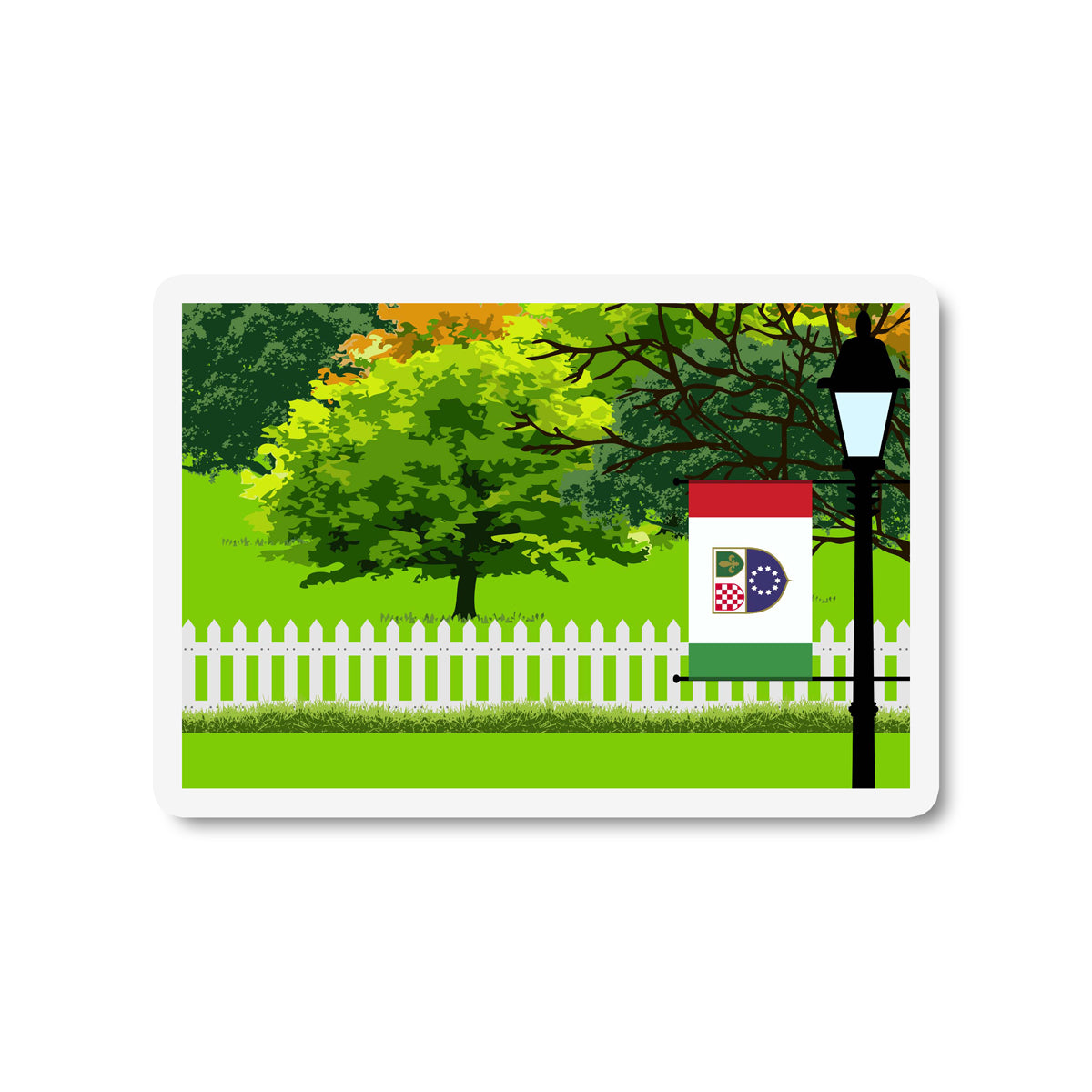 Bosnia and Herzegovina Federation of Flag Trees and Street Lamp Sticker