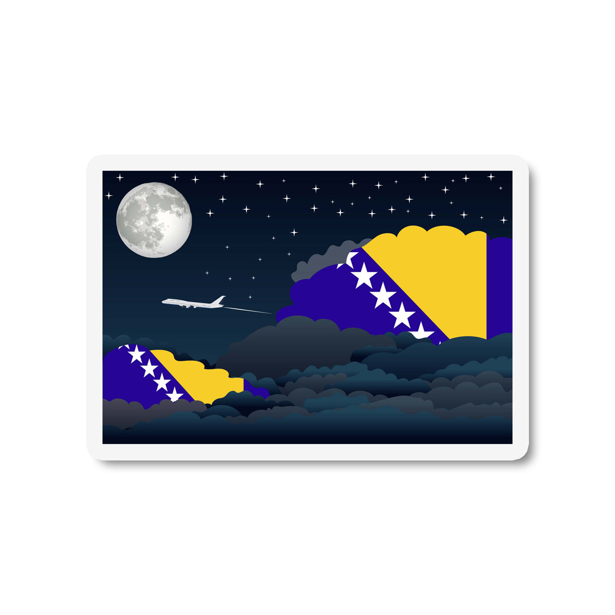 Bosnia and Herzegovina Flags Night Clouds Sticker