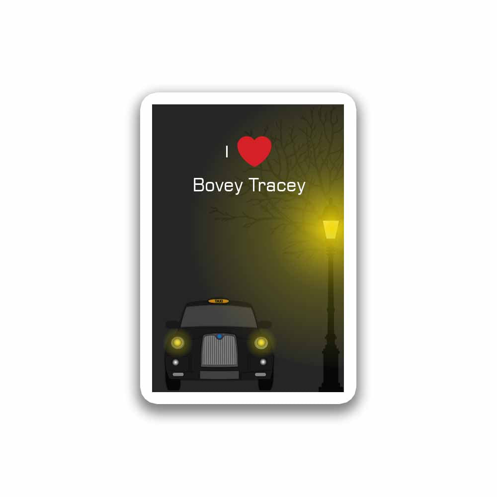 Bovey Tracey Love Taxi Black Sticker