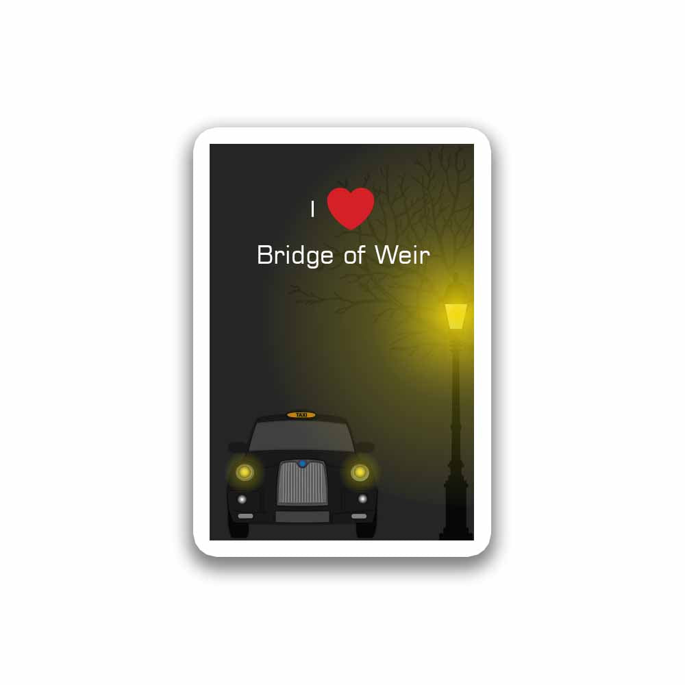Bridge of Weir Love Taxi Black Sticker