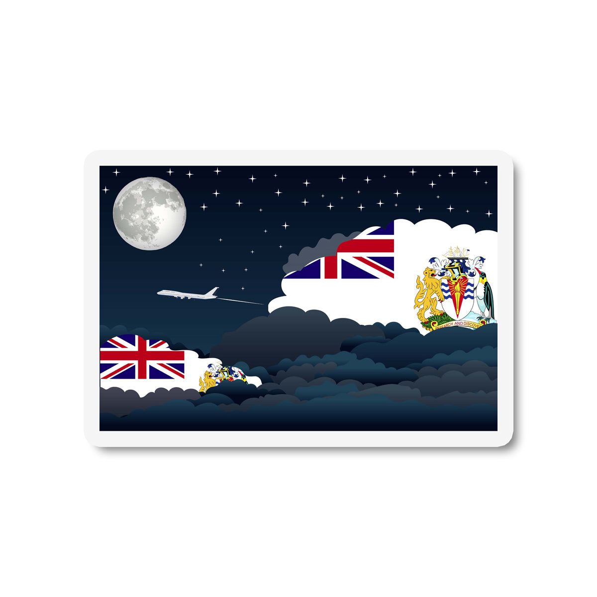 British Antarctic Territory Flags Night Clouds Sticker