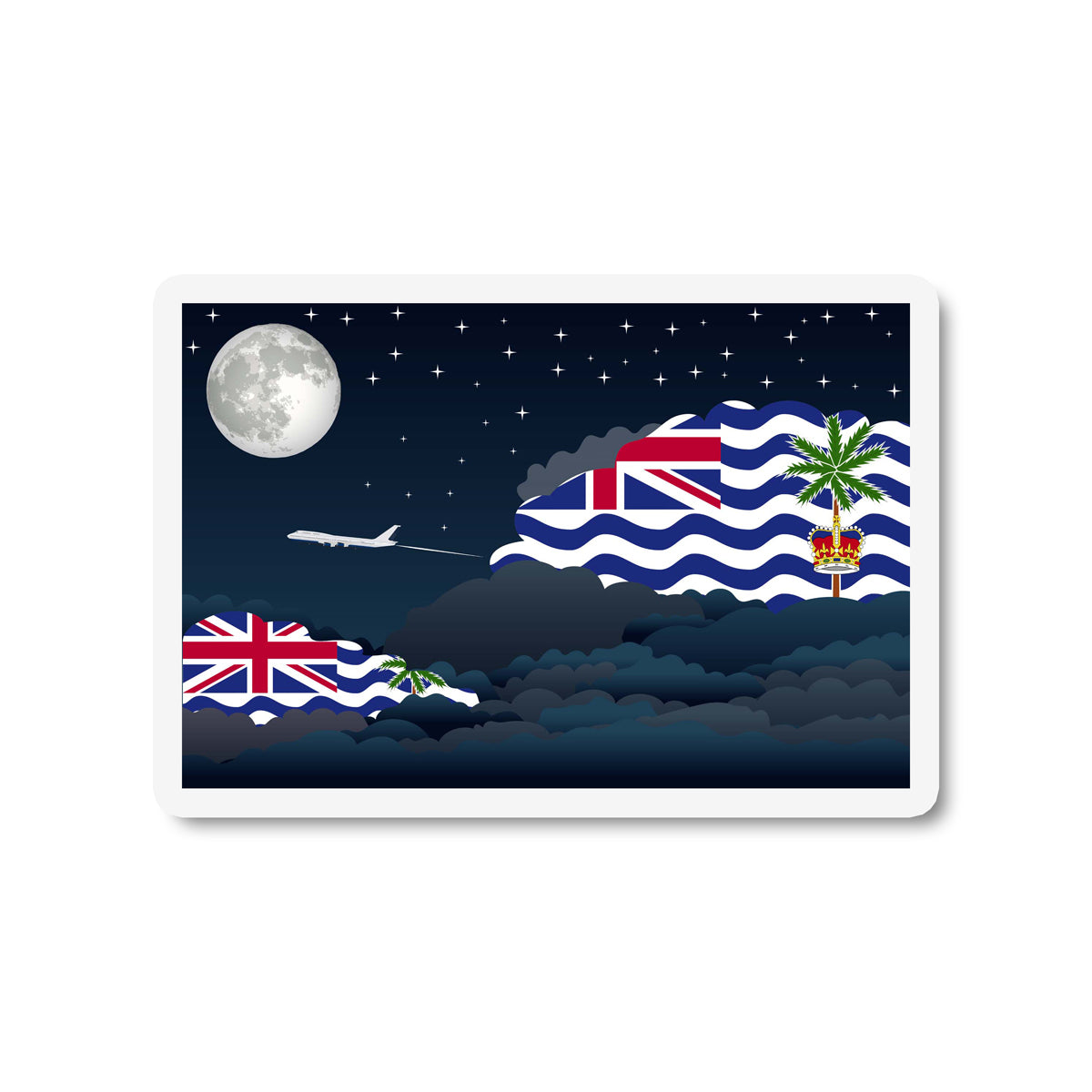 British Indian Ocean Territory Flags Night Clouds Sticker
