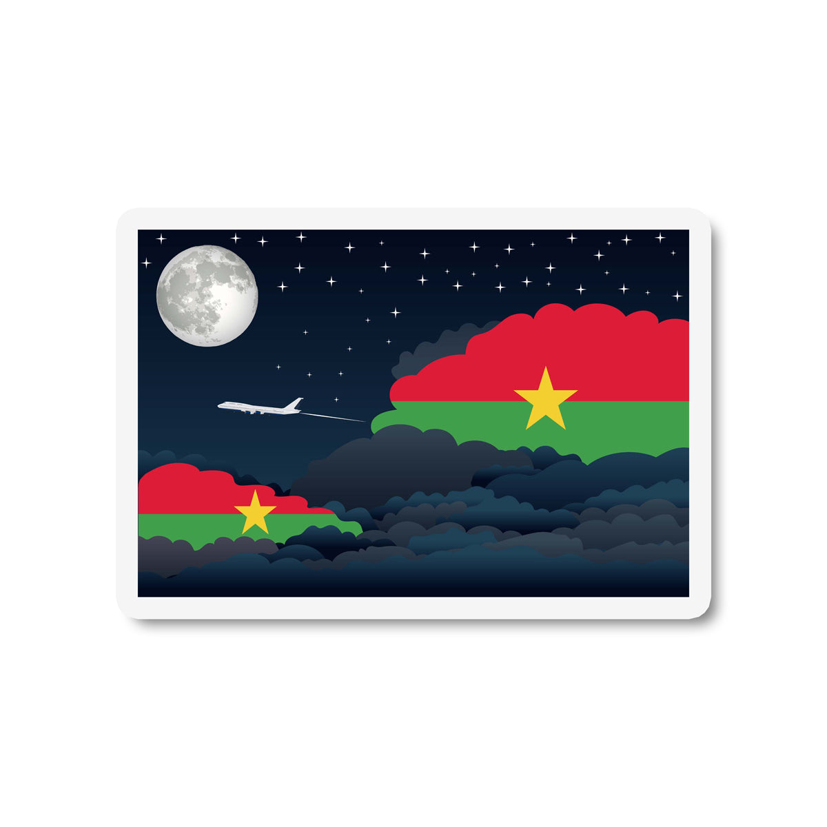 Burkina Faso Flags Night Clouds Sticker