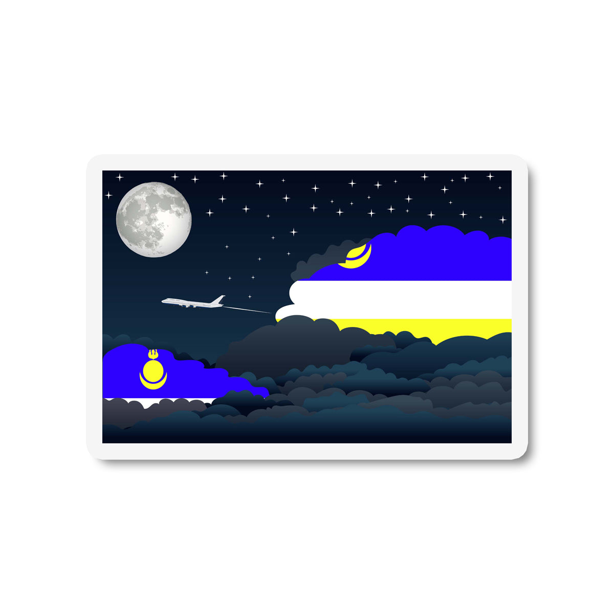 Buryatia Flags Night Clouds Sticker