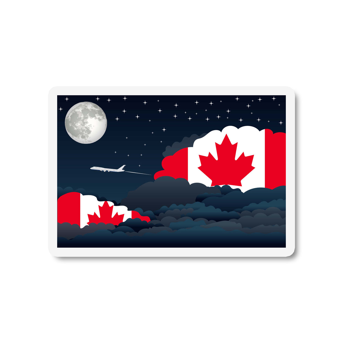 Canada Flags Night Clouds Sticker