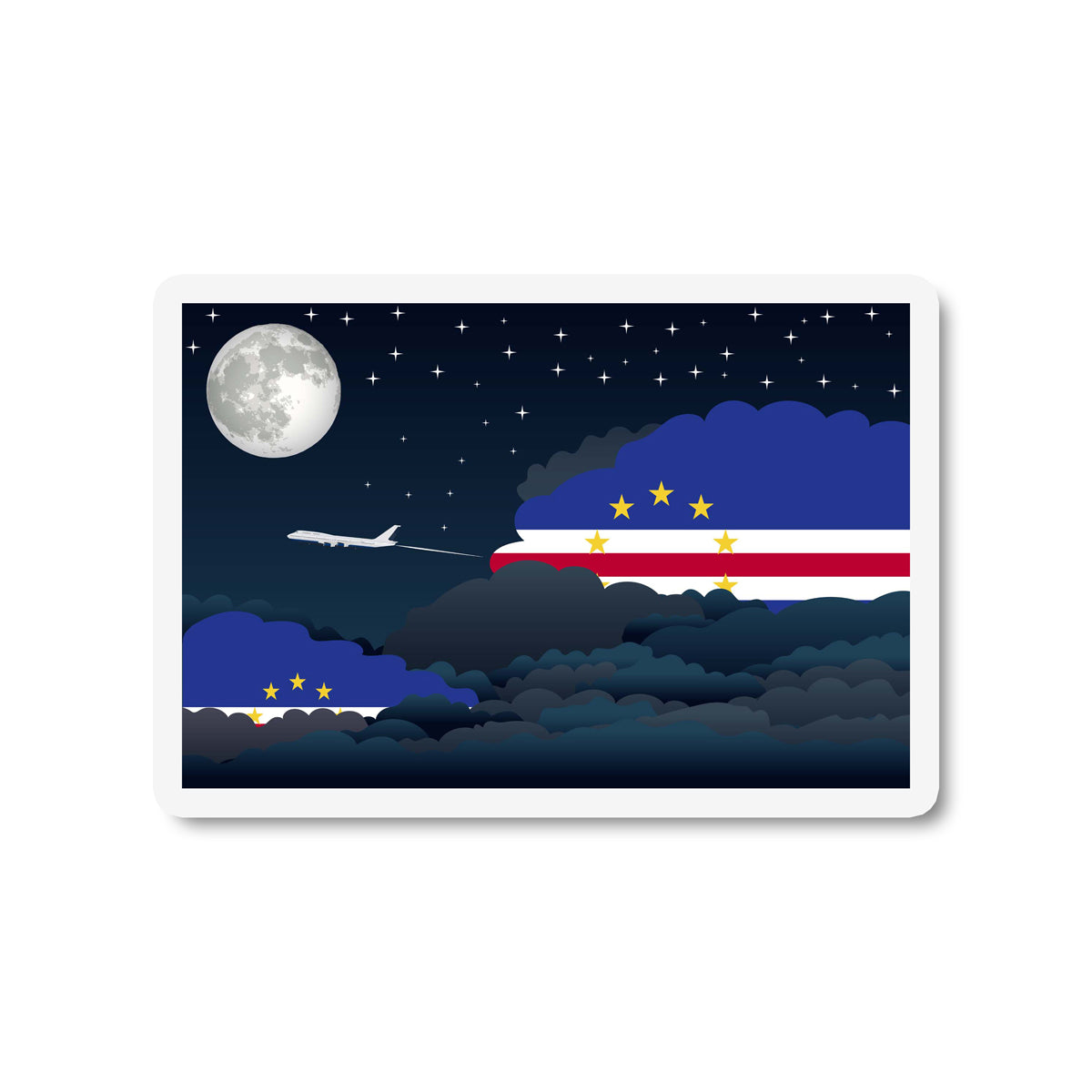 Cape Verde Flags Night Clouds Sticker