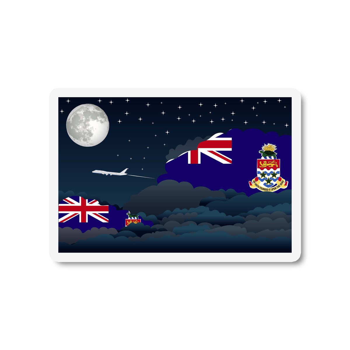 Cayman Islands Flags Night Clouds Sticker