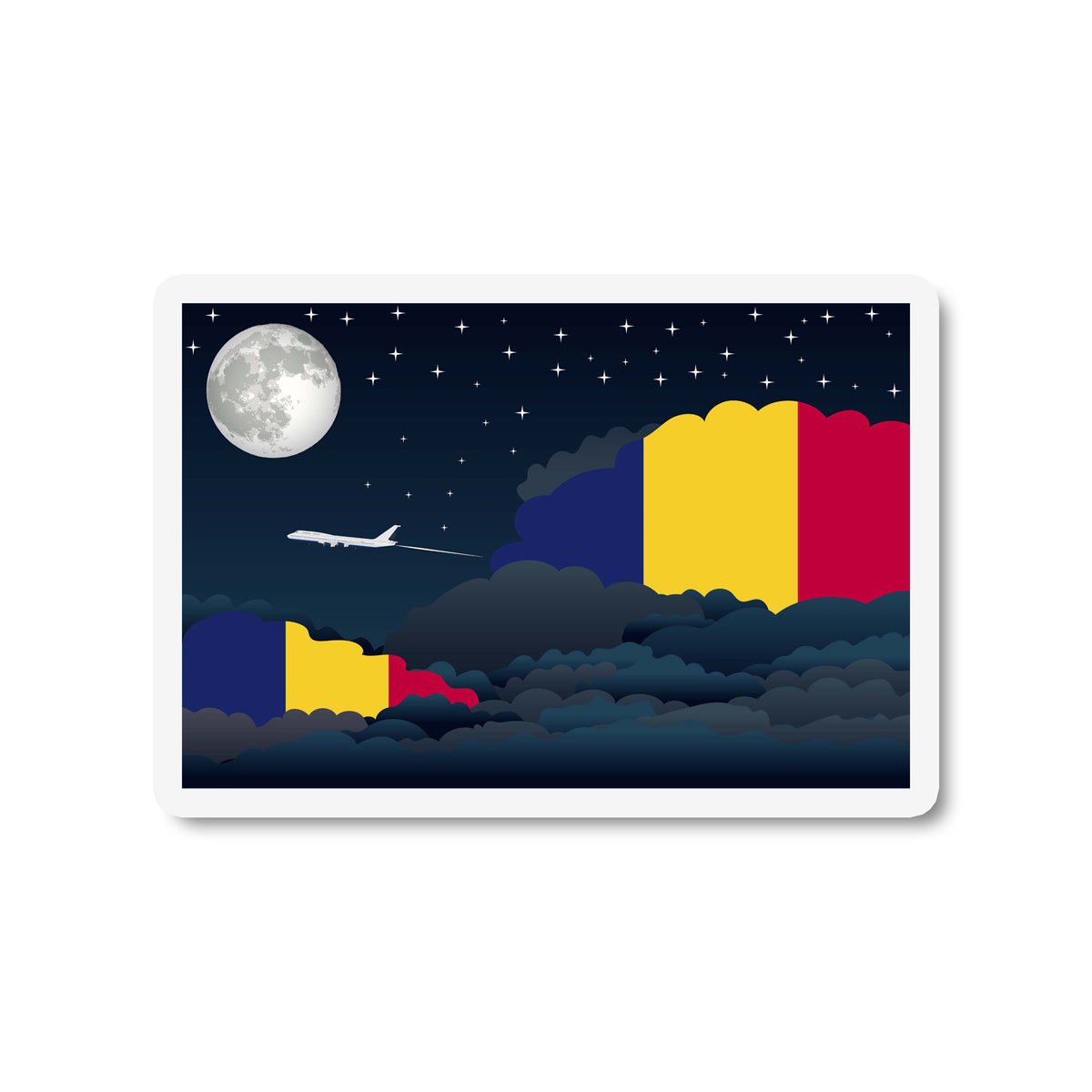 Chad Flags Night Clouds Sticker