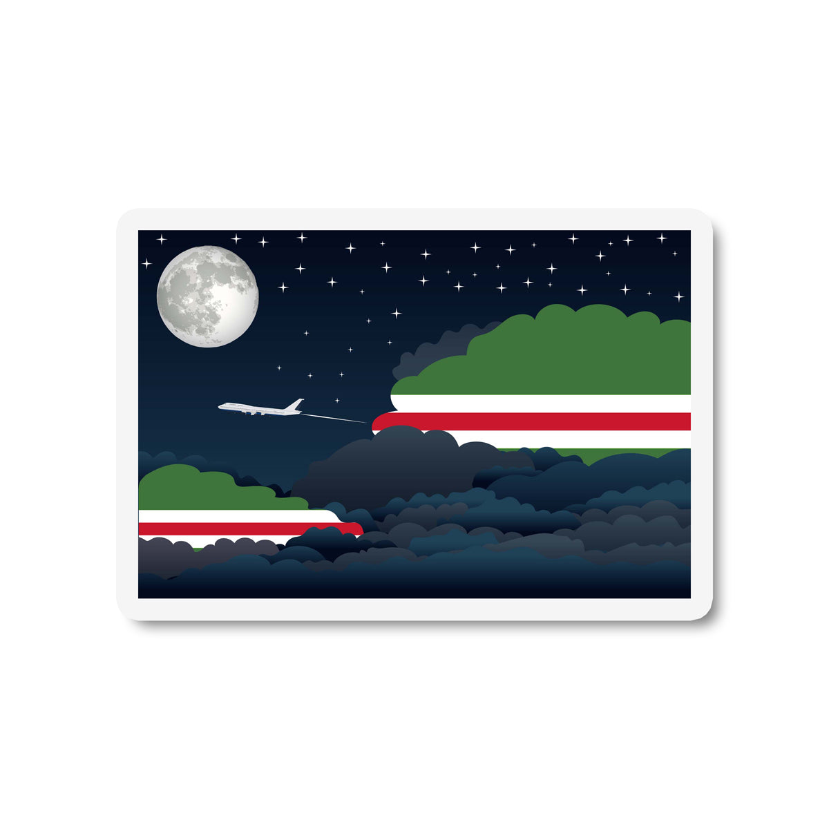 Chechen Republic of Ichkeria Flags Night Clouds Sticker