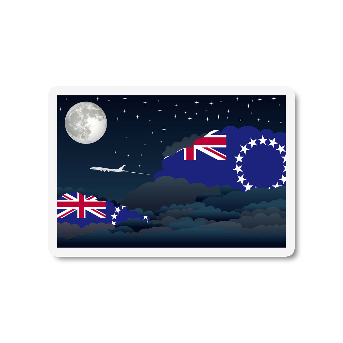 Cook Islands Flags Night Clouds Sticker