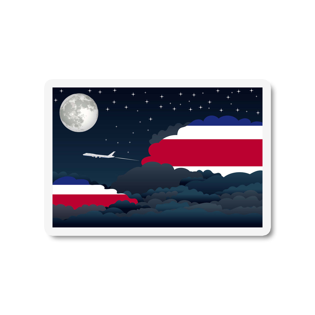 Costa Rica Flags Night Clouds Sticker