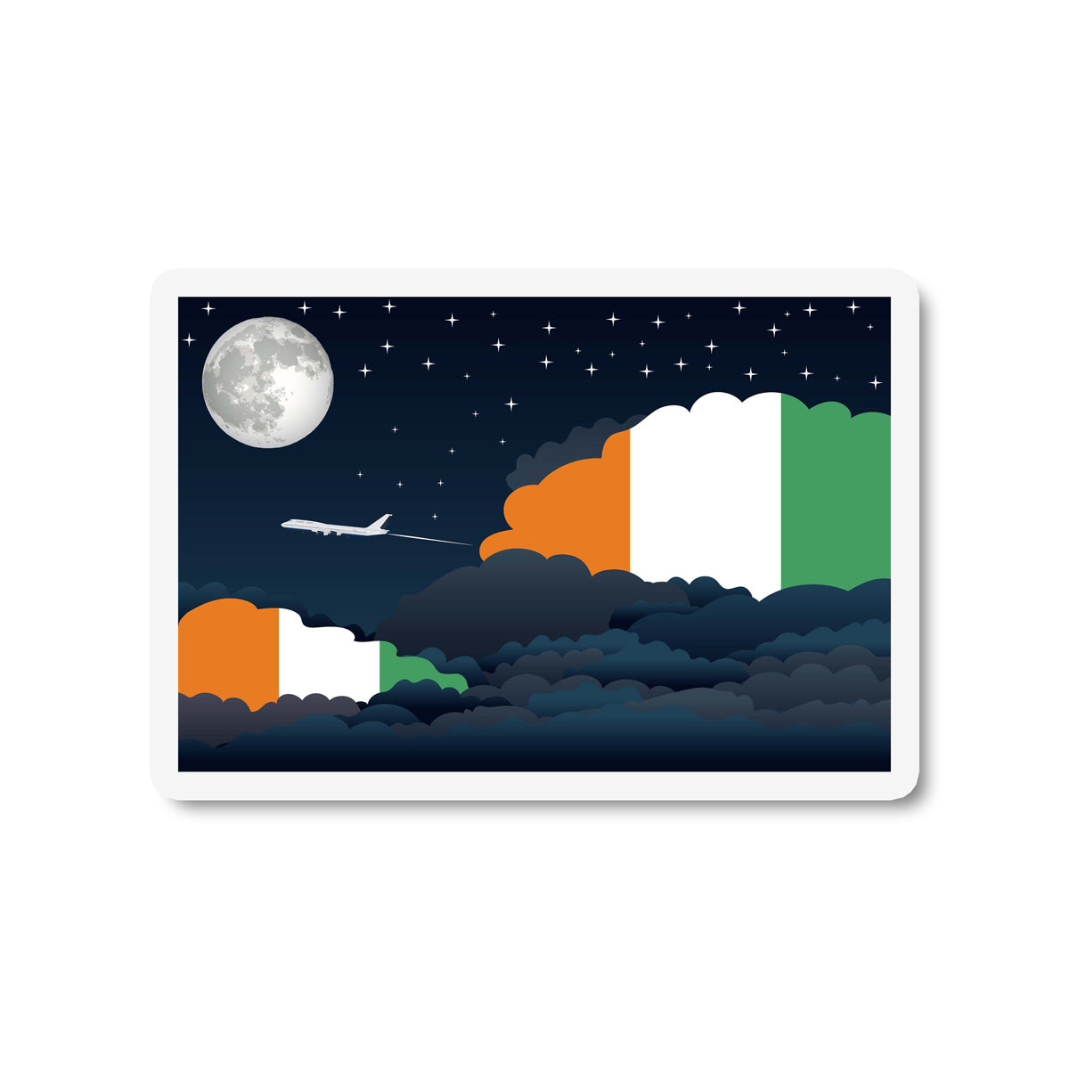 Cote DIvoire Flags Night Clouds Sticker