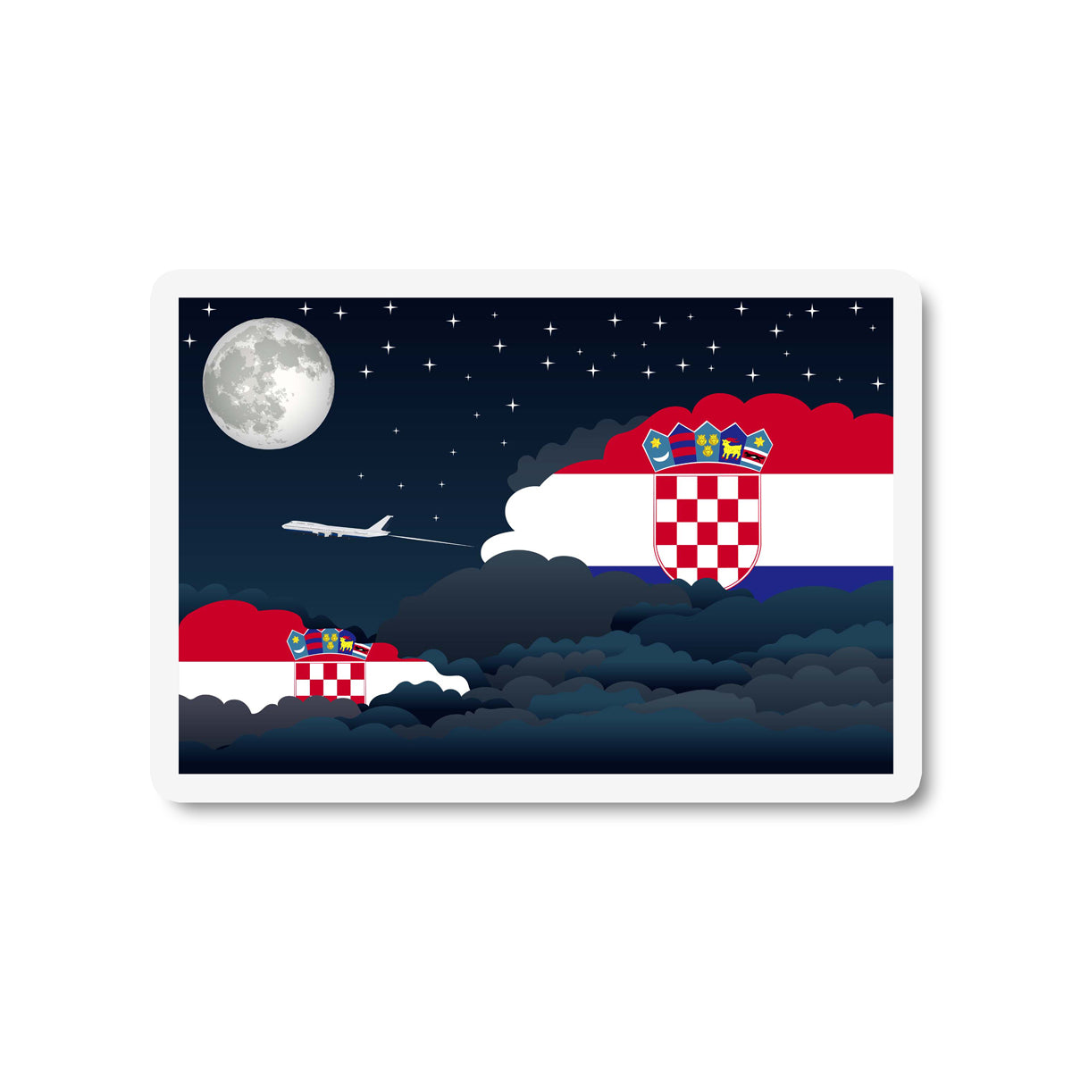 Croatia Flags Night Clouds Sticker