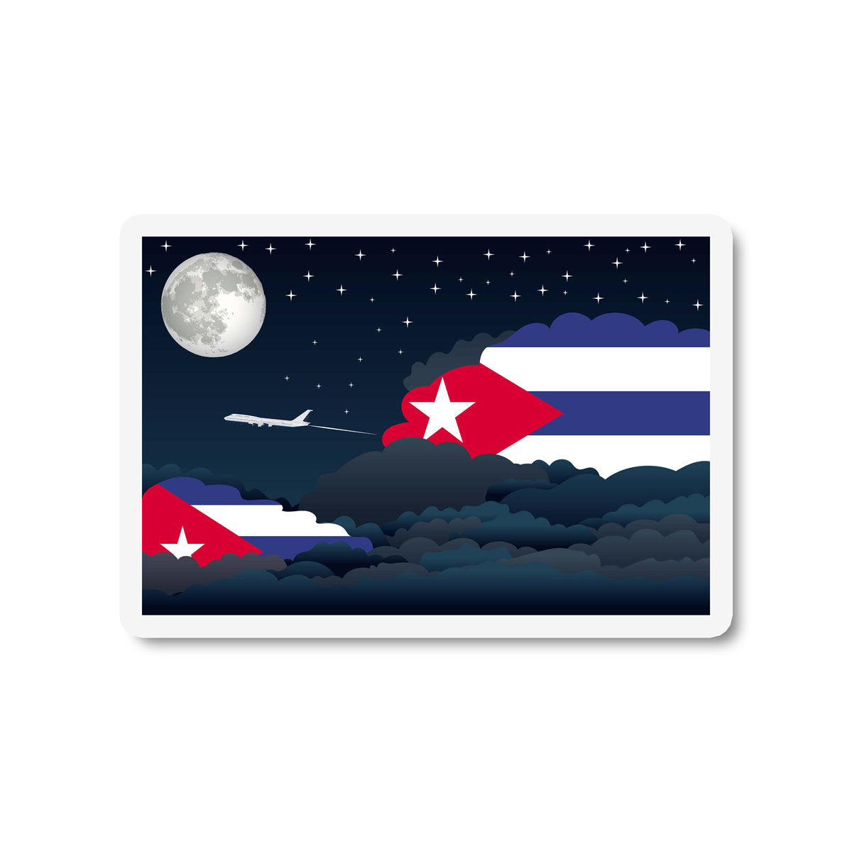 Cuba Flags Night Clouds Sticker