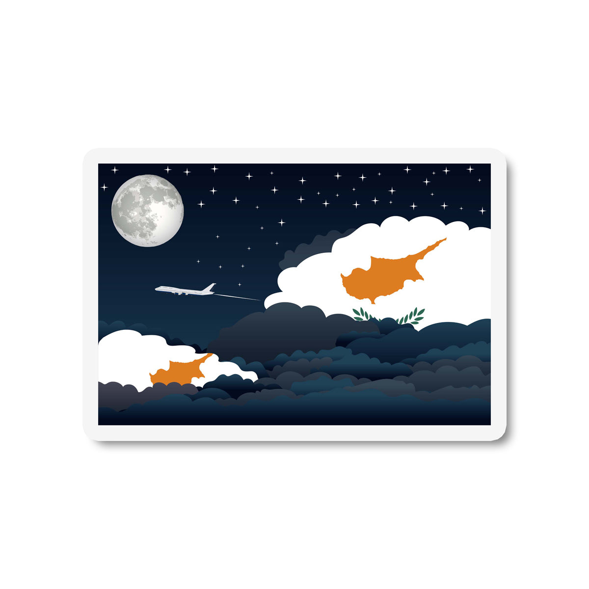 Cyprus Flags Night Clouds Sticker