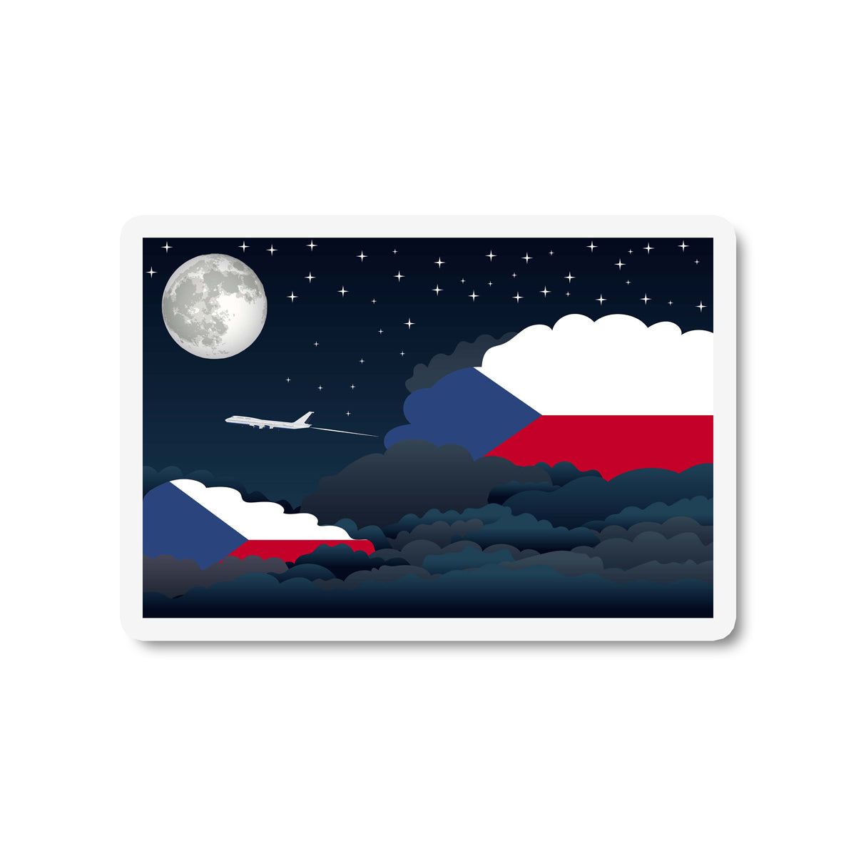 Czech Republic Flags Night Clouds Sticker