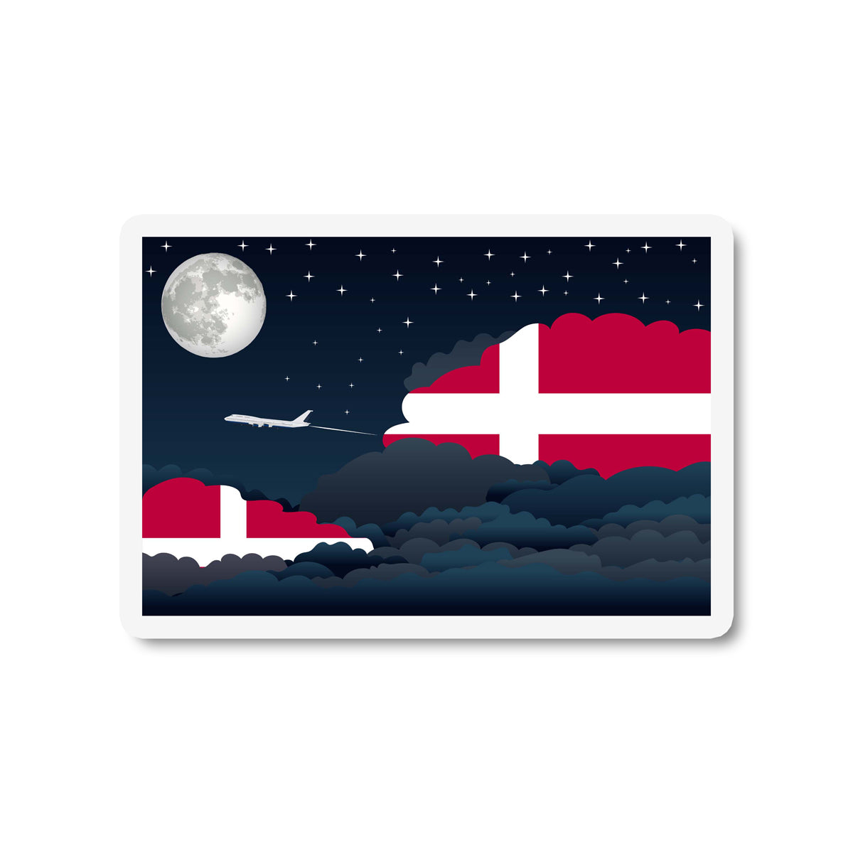 Denmark Flags Night Clouds Sticker