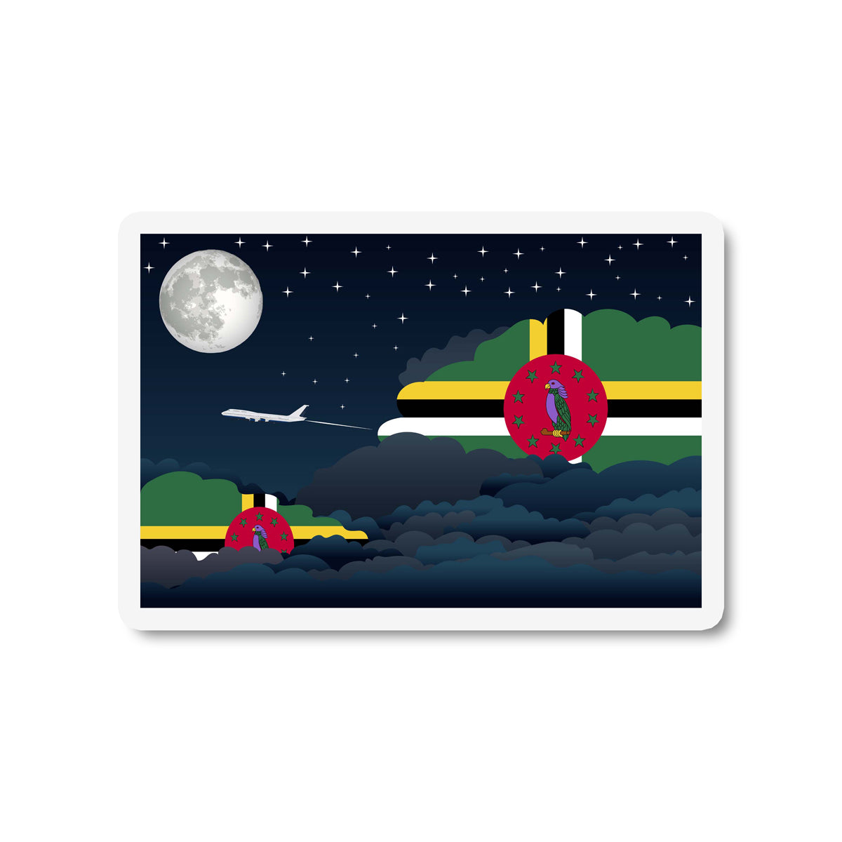 Dominica Flags Night Clouds Sticker