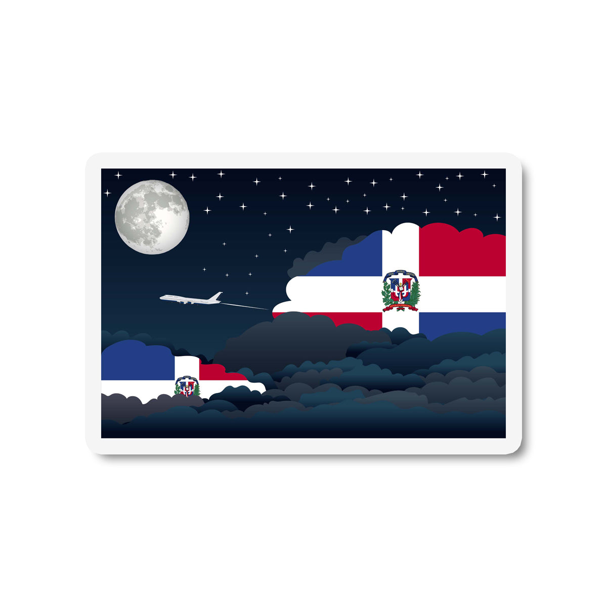 Dominican Republic Flags Night Clouds Sticker