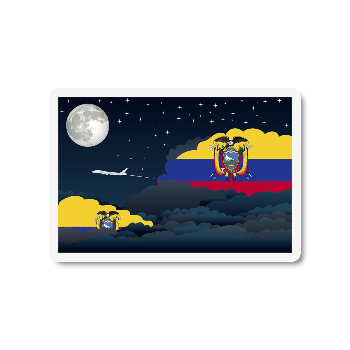 Ecuador Flags Night Clouds Sticker