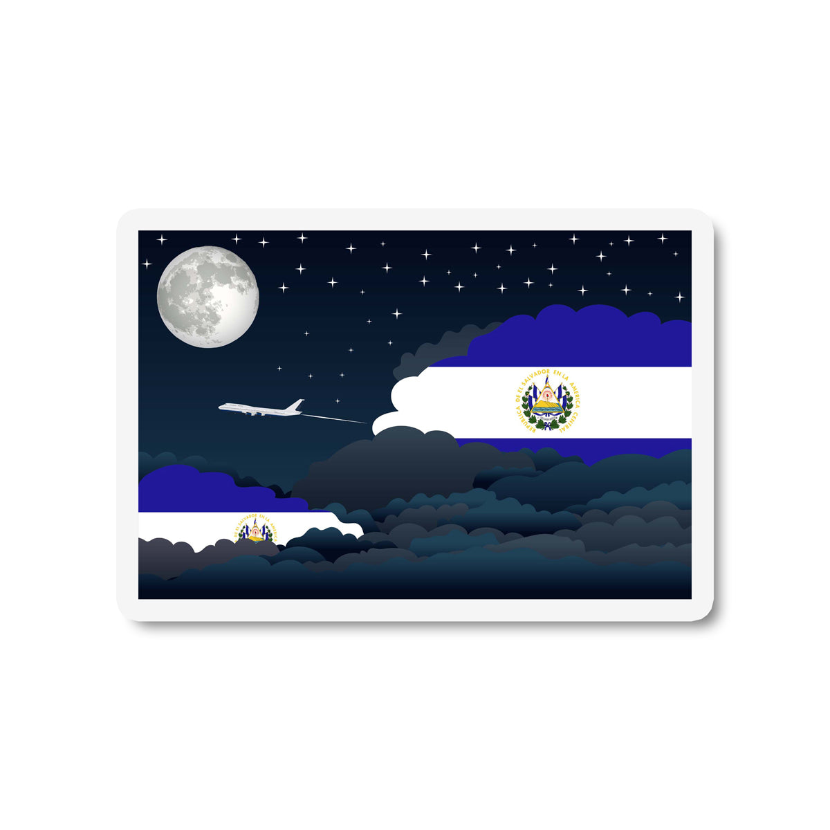 El Salvador Flags Night Clouds Sticker