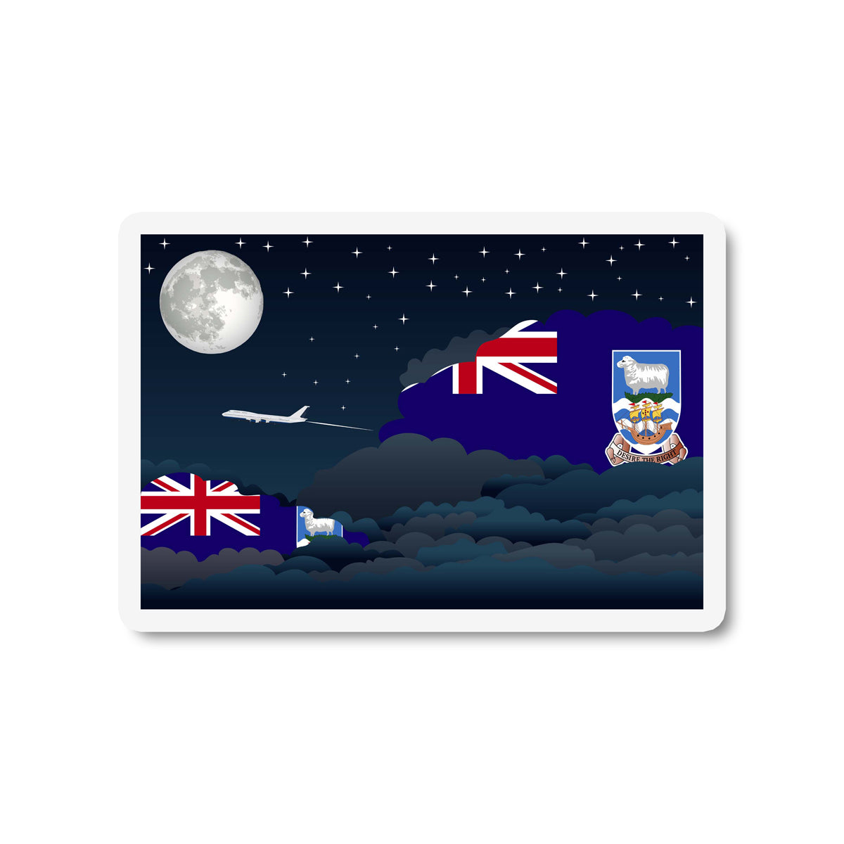 Falkland Islands Flags Night Clouds Sticker