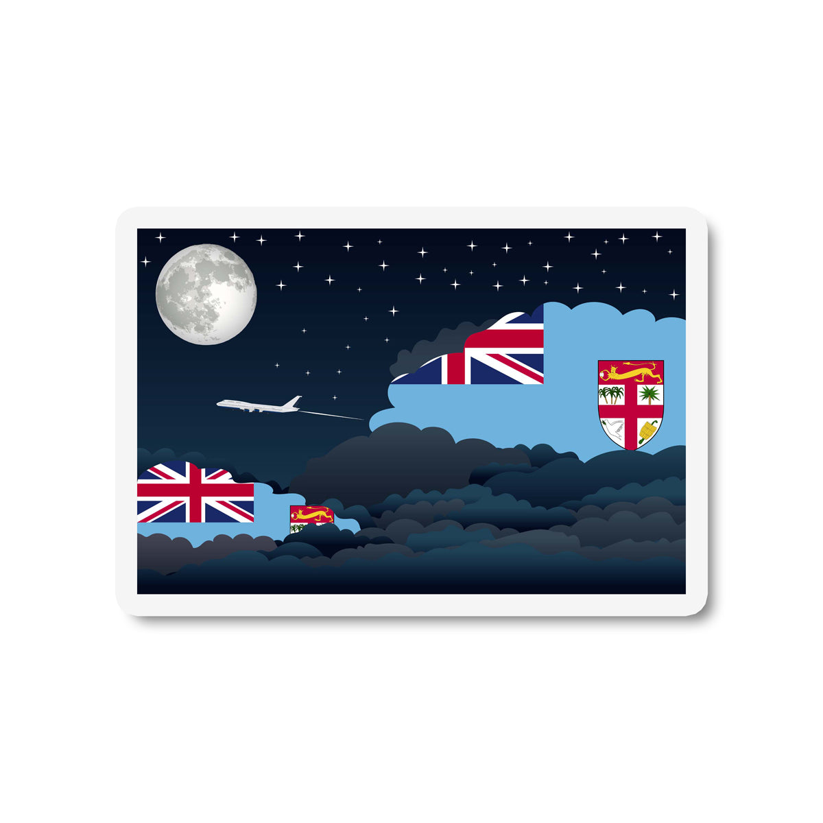 Fiji Flags Night Clouds Sticker