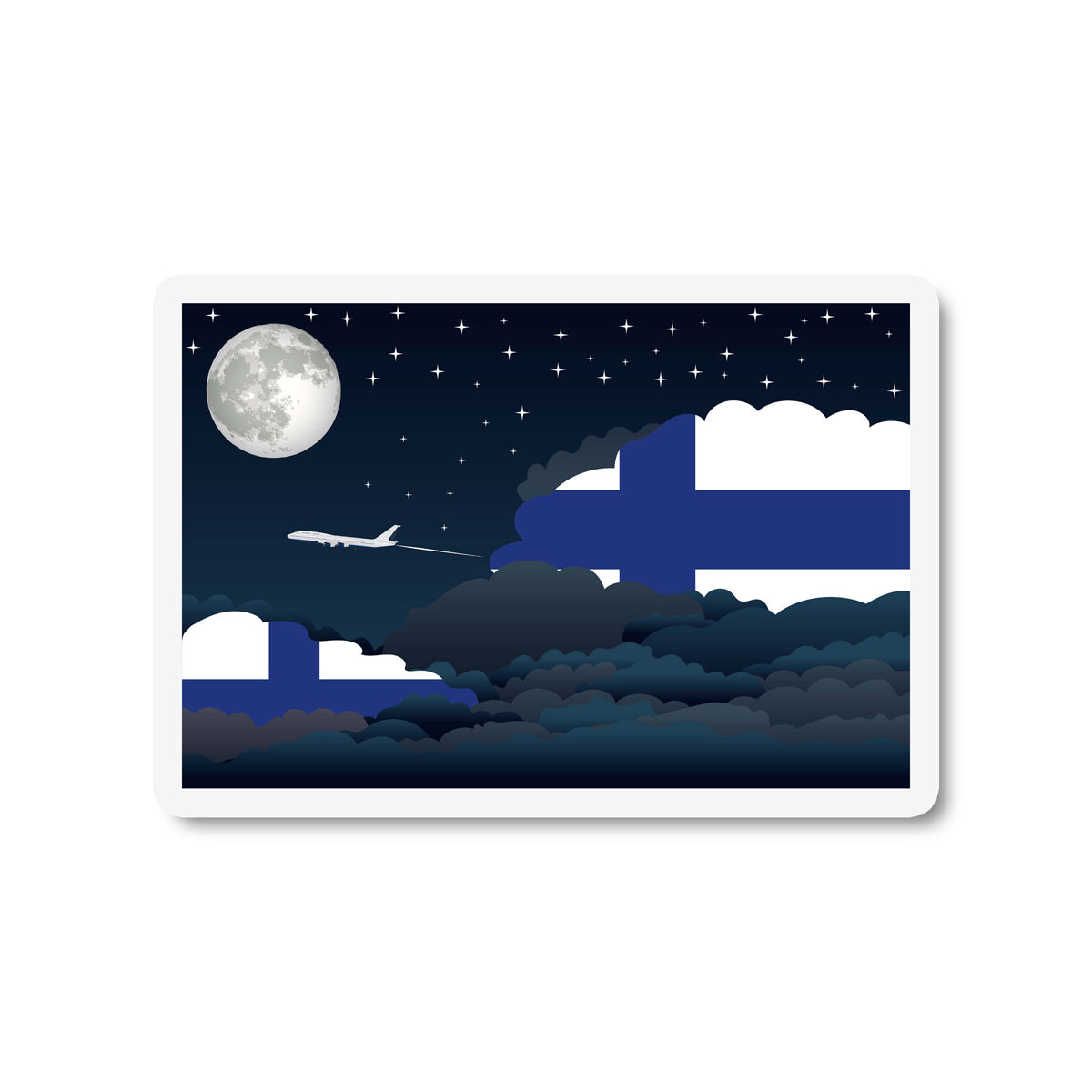 Finland Flags Night Clouds Sticker
