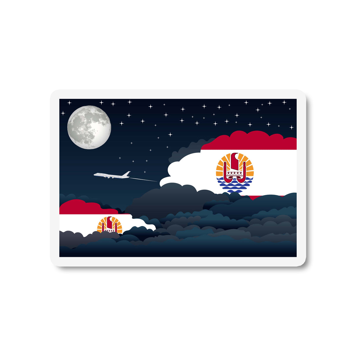 French Polynesia Flags Night Clouds Sticker