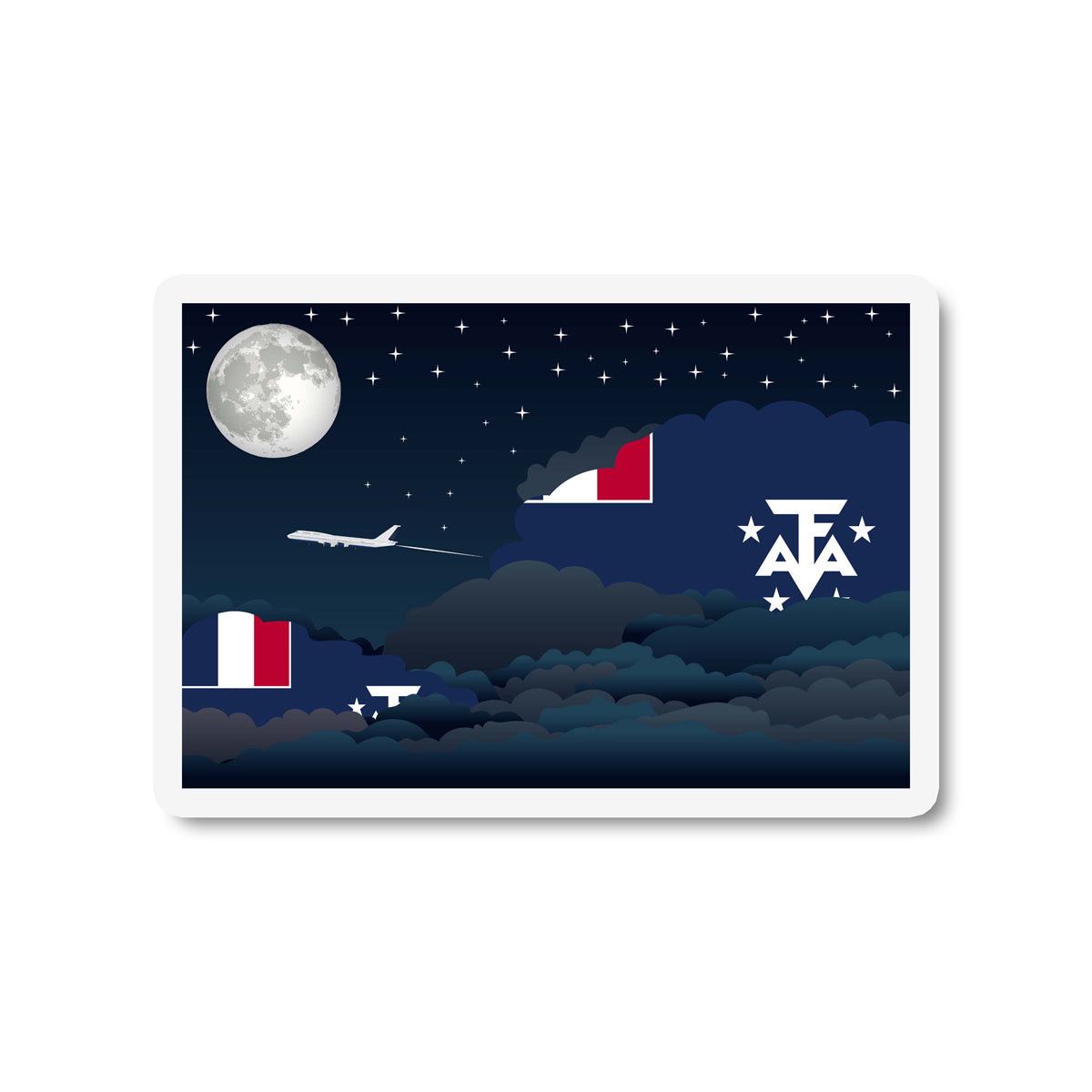 French Southern and Antarctic Lands Flags Night Clouds Sticker