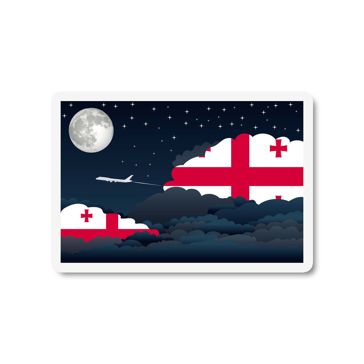 Georgia Flags Night Clouds Sticker