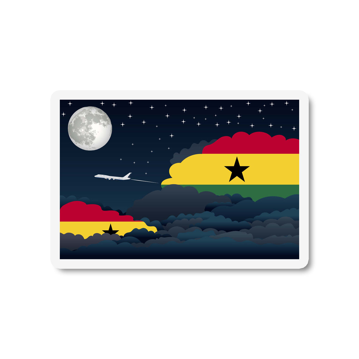 Ghana Flags Night Clouds Sticker