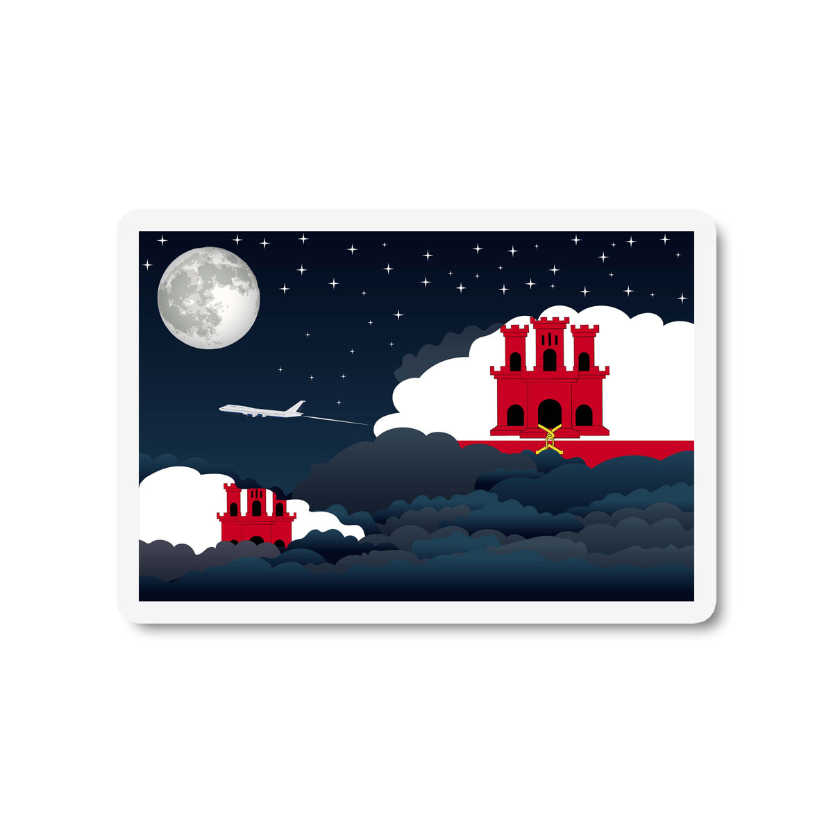 Gibraltar Flags Night Clouds Sticker