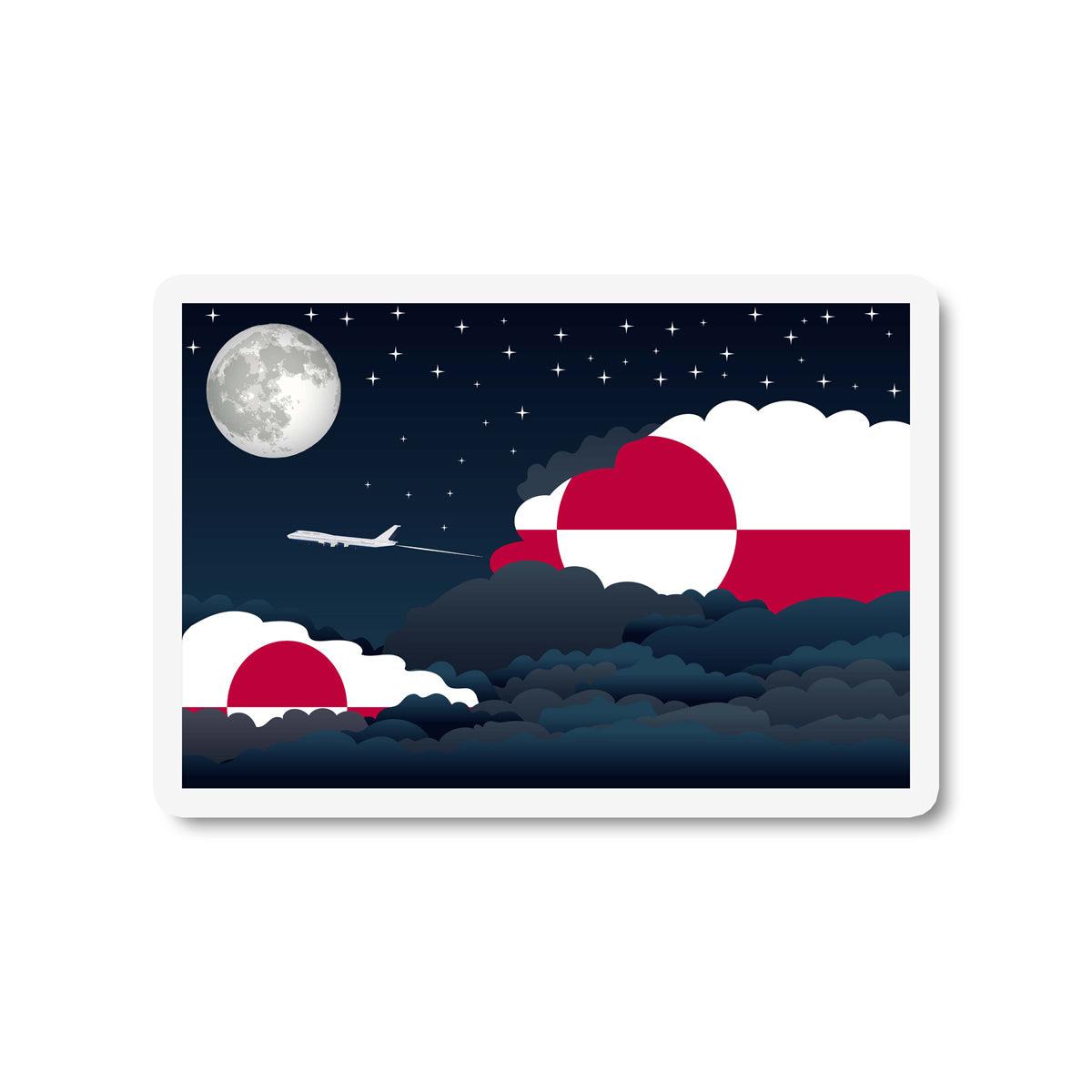 Greenland Flags Night Clouds Sticker