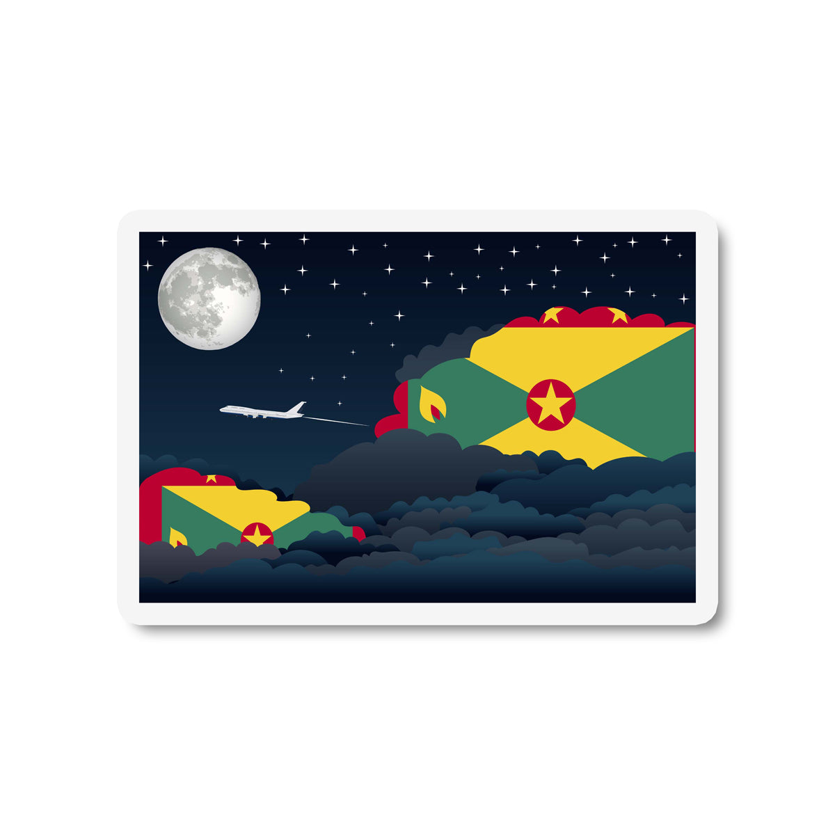 Grenada Flags Night Clouds Sticker
