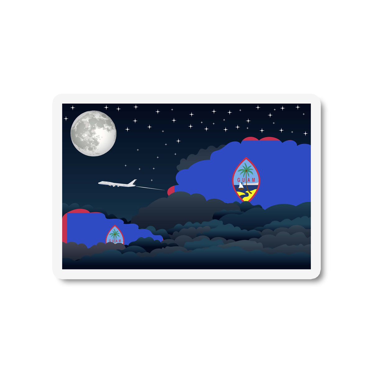 Guam Flags Night Clouds Sticker