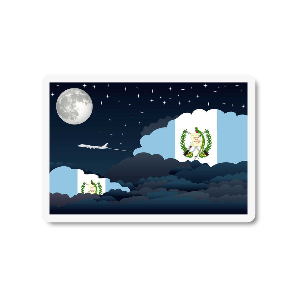 Guatemala Flags Night Clouds Sticker